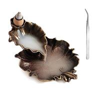 Waterfall Incense Cone Holder Lotus and Frog Bronze Backflow Insense Burner with Green Healing Crystal Stone Aromatherapy Ornament Home Decoration