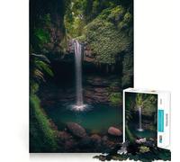 Waterfall Jungle Jigsaw Puzzle 1000 Mental Recall Game High Accuracy Cutting Craft Interactive Brain Challenge for Home (50x75cm)