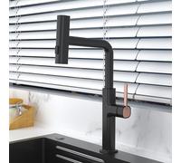 Waterfall Kitchen Sink Tap Pull Out Hose Dual Mode Single Handle Hot & Cold Black Kitchen Faucet - Modern Design Easy Installation Durable & Stylish Beauty Comes