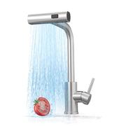Waterfall Kitchen Taps with Pull Out Spray, Stainless Steel Kitchen Sink Taps, 3 Function Mixer Tap with Pull Down Sprayer, 360°Swivel Single Lever for Bar or Kitchen（G1/2 UK