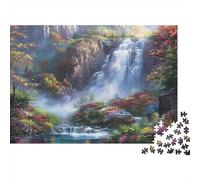 Waterfall Landscape 1000 Piece Jigsaw Puzzles Mountain Valley Waterfall for Adults Educational Games Beautiful Decoration Challenge High Difficulty Male And Female Birthday 38x26cm/1000pcs Gifts