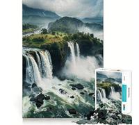 Waterfall Landscape Adult Jigsaw Puzzles1000 Pieces Brain Game Gift High Precision Die Cut Relaxing Indoor Group Activity (38x26cm)