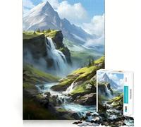 Waterfall Landscape Art 1000 Piece Jigsaw Puzzles Mind Challenge Toy High Precision Die Cut Amusing Challenge for Waiting Time (38x52cm)