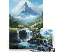Waterfall Landscape Art 1000 Pieces Puzzles for Adults Clear Thinking Stress Relief Fun Precise Edges Lovely Gift (50x75cm)