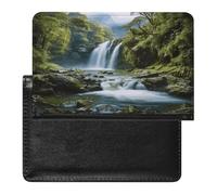 Waterfall Landscape Painting Passport Holder Vaccine Card Holder Travel Document Organizer Credit Card Organizer for Women/Men
