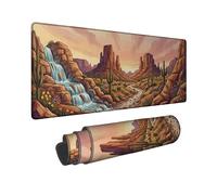 Waterfall Large Mouse Pad, Landscape Natural Cactus Rock Formation Summer Earthy Brown Rubber Smooth Keyboard and Mouse Mat Decor for Home Office Work Gaming Desk 16x36 Inch
