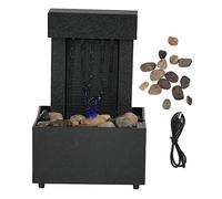 Waterfall Light Show Tabletop Fountain with Natural River Rocks, Color Changing LED Lights, USB Powered Desktop Fountain for Home Office Decor, Relaxing Zen Water Feature