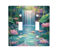 Waterfall Light Switch Cover Plate/Outlet Covers, Peach Water Lily Flowers for Home Decor, Thermoplastic Wall Plates, Standard Size Double Toggle