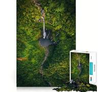 Waterfall Lush Jigsaw Puzzle 1000 Piece Creative Skill Toy Clean Cut Sturdy Components Travel-friendly Brain Game Gift (38x26cm)