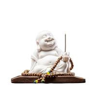 Waterfall Maitreya Buddha Ornament Stick Burner Ceramic Tea Ceremony Ornaments Buddhism Adornment Statue Indoor Holder Backflow Incense Burner(A)