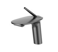 Waterfall Mixer Taps for Bathroom Sink 1 Hole Bathroom Basin Taps Single Lever All Copper,Gun Gray