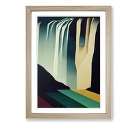 Waterfall Modern Design Vol.2 Framed Print | A2 Oak Framed Wall Art | Ready to Hang | Modern Landscape Picture | Living Room Bedroom Lounge Office