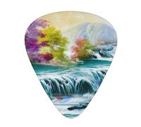 Waterfall Mountain Stream Print Guitar Picks,12 Pack Guitar Plectrums Thin, For Bass Electric Acoustic Guitars Ukulele