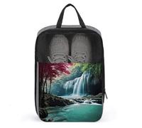 Waterfall Natural Landscape Shoe Bags with Zipper, Portable Shoe Organizer with Handle, Personalized Shoes Tote Bag for Travel, Waterproof Shoes Carrier, Storage Pouch