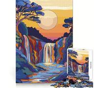 Waterfall of Colors at Sunset for Adults 1000 Piece Jigsaw Puzzle Mental Exercise Serene Escape Snug Lock (38x52cm)