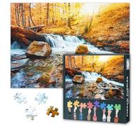 Waterfall on the River in Forest 1000-Piece Puzzle for Adults Cardboard, Precision Cut | Finished Size 50x70cm (19.7"x27.6") - Ideal for Framing