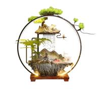 Waterfall Ornament, Indoor Fountain with LED Light and Backflow Incense Burner Holder for Zen Meditation, Perfect for Office and Living Room Decor