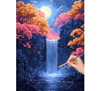 Waterfall Paint by Numbers for Adults, DIY Paint by Numbers Landscape without Frame, Painting by Number for Adults Beginners, Canvas Kits with Brushes, Home Wall Decor, Gifts for Women, 30x40cm, -8404