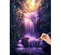 Waterfall Paint by Numbers for Adults, DIY Paint by Numbers Landscape without Frame, Painting by Number for Adults Beginners, Canvas Kits with Brushes, Home Decor, Gifts for Women, 90x120cm, -8244