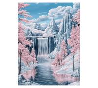 Waterfall Paint by Numbers for Adults, Nature Painting by Numbers for Adults with Canvas for Painting 28 x 38 Inch Acrylic Paint Set Brush, Canvas Wall Art Supplies for Room Decor Gifts model-9052