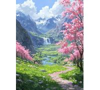 Waterfall Paint by Numbers for Adults, Plant Paint by Numbers Crystal Art Christmas, Kits with Acrylic Paint Brushes, Hobbies for Adults Women Children, Home Wall Decor (Frameless 28x40in) U-668