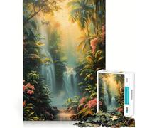 Waterfall Paradise Jigsaw 1000 Pieces Focus Building Toy Zero Gap Rewarding Activity for Rainy Days (38x26cm)