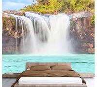 Waterfall Photo Wallpaper 59"x42" Forests Lake 3D Effect Panoramic Wall Murals Non-Woven Wall Paper for Bedroom Living Room TV Backdrop,Easy to Install W-36
