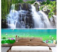 Waterfall Photo Wallpaper 99"x69" Lake 3D Effect Panoramic Wall Murals Non-Woven Wall Paper for Bedroom Living Room TV Backdrop,Easy to Install W-2