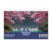 Waterfall Puzzle 38x26cm/1000pcs, Cherry Blossom - Adult Stress-relief Game, Educational And Creative, Home Decoration And Gift