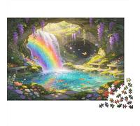 Waterfall Rainbow 1000 Piece Jigsaw Puzzle Paper for Adults Mystical Forest Scenery Relaxing Focus Home Decor Gift 52x38cm/1000pcs