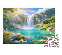 Waterfall Rainbow 1000 Piece Jigsaw Puzzle Paper for Adults Scenic Garden View Puzzle Game for Family Relaxation Focus Home Gift 70x50cm/1000pcs
