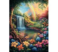 Waterfall Rainbow Landscape 300 Piece Count Premium Jigsaw Puzzle Fairy Tale Oil Painting Dream For Adults Teens 14+ Concentration Training Indoor Game Family Game Night Creativity Gift Giving 300 P