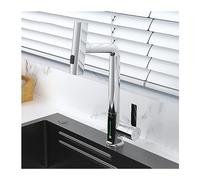 Waterfall Rainfall Kitchen Faucet,Brass Kitchen Sink Faucet with LED Temperature Display,Kitchen Sink Taps with Pull Down Sprayer,White (Black)