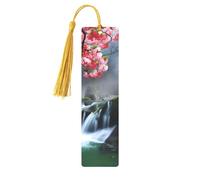 Waterfall Red Flower Cherry Printed Metal Bookmarks S - Gold Lightweight Aluminium Book Marker for Books, Journals & Gifts, Ideal Book Lovers, Holiday Decor & Crafts