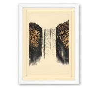 Waterfall Rising Japandi Framed Wall Art Print A3 (42×29.7cm) White, Wall Decor for Living Room, Bedroom, Office & Home, Ready to Hang, Art Gift
