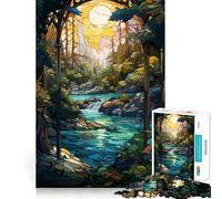Waterfall River Painting 1000 Piece Teenager Puzzles Brain Boosting Play Tight Interlock No Gaps Relaxing Indoor Group Activity (38x26cm)