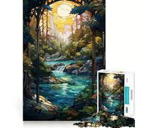 Waterfall River Painting Adults 1000 Pieces Puzzle Mental Fun Game Advanced Laser Cutting Tech Amusing Challenge for Waiting Time (38x52cm)