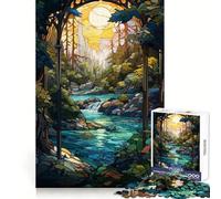 Waterfall River Painting Jigsaw 1000 Pieces for Teenagers Brain Agility Cozy Pastime Secure Join Ideal Xmas Gift (50x75cm)