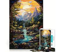 Waterfall River Painting Jigsaw 1000 Pieces for Teenagers Memory Train Fun Clean Seamless Connection Relaxing Indoor Group Activity (38x52cm)