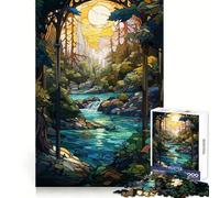 Waterfall River Painting Jigsaw Puzzles for Teenagers 1000 Focus Ability Relaxed Leisure Interlock Well Best Gift (38x26cm)