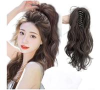 Waterfall Roll Ponytail Clip Human Hair 35cm Volume(Brownish-black)
