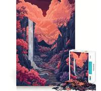 Waterfall Ruin Valley 1000 Piece Adult Puzzles Logic Puzzle Play Precision Cut Smooth Edges for Family Gatherings (50x75cm)