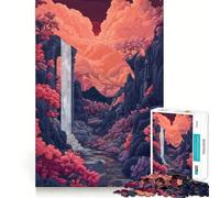 Waterfall Ruin Valley Jigsaw Puzzles for Adults 1000 Mind Boost Game Uniform Size Precise Pieces Travel-friendly Brain Game Gift (38x26cm)