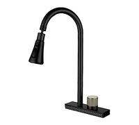 Waterfall Sink Kitchen Hot Cold Mixer Wash Basin Multiple Water Outlets Rotation Flying Rain Tap Single Hole Black Grey(Black)