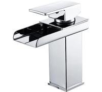 Waterfall Sink Mixer Tap - Bathroom Basin Taps with Square Single Lever - Chrome Faucet - Easy Installation Basin Taps Square Single Lever