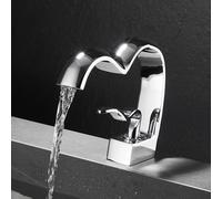 Waterfall Sink Taps for Bathroom Heart Shaped Single Hole Basin Mixer Tap Single Lever,Chrome Plated