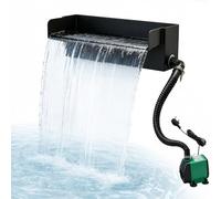 Waterfall Spillway Kit with Pump and & LED Light, 30cm (12") Fountain Box 45W 790 GPH Pond Pump 3000L/H, Filter Bag, Hose, DIY Water Sheet Feature for Garden Pond Stream Patio