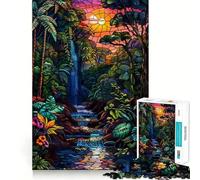 Waterfall Stained Glass Jigsaw Puzzle 1000 Recall Fun Play Advanced Laser Cutting Tech Holiday Indoor Entertainment Toy (38x52cm)