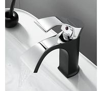 Waterfall Style All-Copper Basin Faucet with Hot and Cold Water, Brushed Gold Finish