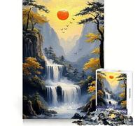 Waterfall Sunset Adult Jigsaw Puzzle1000 Pieces Analytical Skill Relaxed Leisure Tight Join Winter Gift (50x75cm)